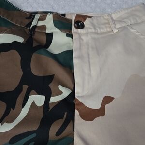 Two-Tone Camouflage Shorts - Green & Tan